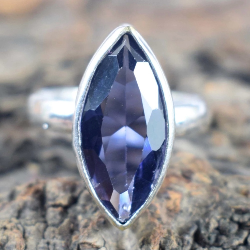 CERTIFIED 13.65CT NATURAL Violet Amethyst Marquis Cut S925 Sterling Silver Ring